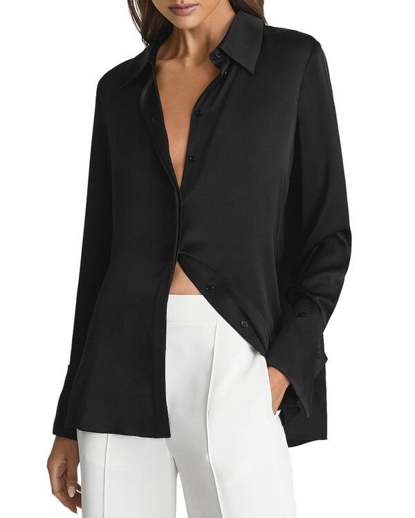 レイス レディース トップス シャツ シルク REISS Hailey Silk Shirt Black ブラック