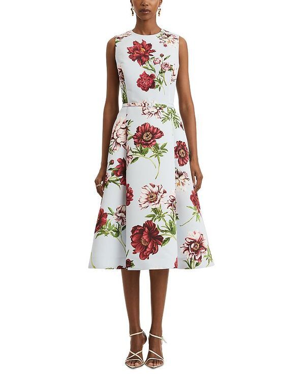 オスカー デ ラ レンタ レディース トップス ワンピース プリント Oscar de la Renta Peony Print Dress Blue Quartz Multi ブルー 193,900円