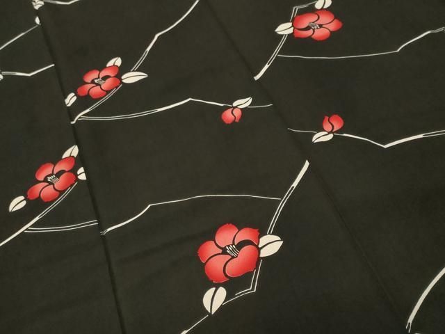 平和屋着物□上質な小紋 枝椿文 黒地 正絹 逸品 CABI8171ev - メルカリ