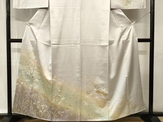 平和屋着物□訪問着 舟 群鶴流水草花文 暈し染め 金彩 正絹 逸品