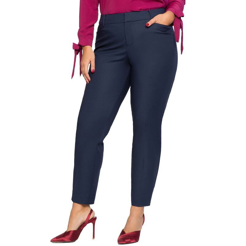 エロクイ レディース ボトムス カジュアルパンツ プラスサイズ Eloquii Womens Plusize Kady Fit Doubleweave Pant Classic Navy ネイビー