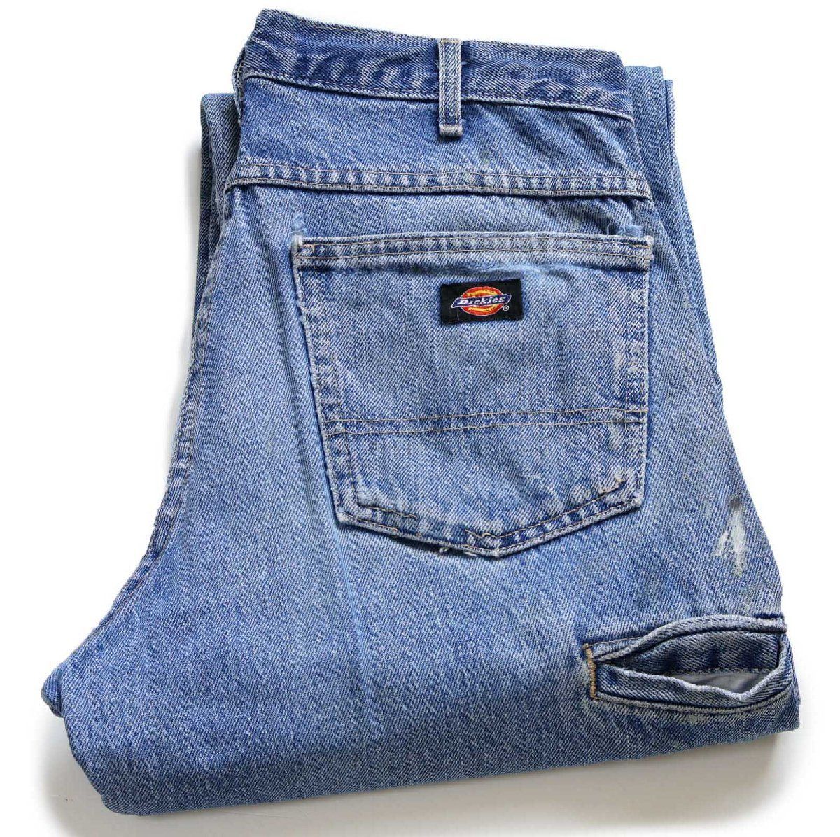 Dickiesディッキーズ ペンキ飛び&ダメージ ダブルニー デニム ワーク