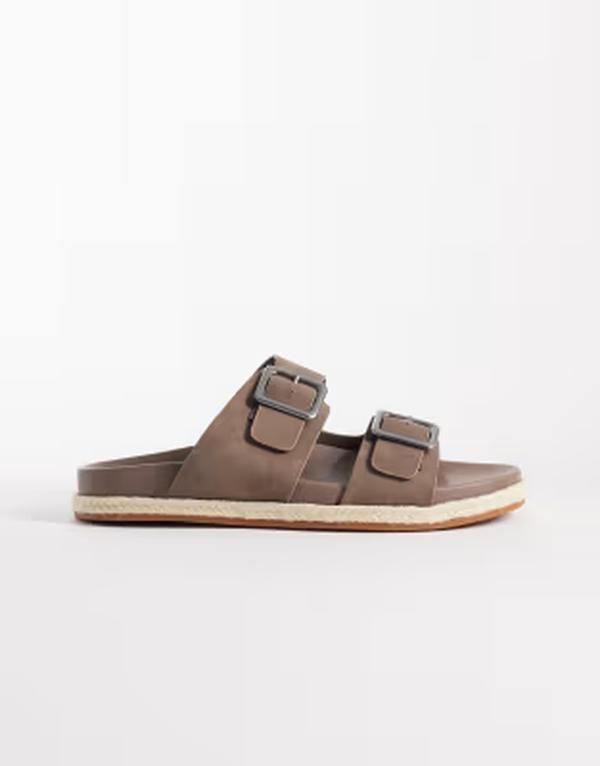エイソス メンズ シューズ サンダル ASOS DESIGN two strap sandals with buckles in mole ブラウン