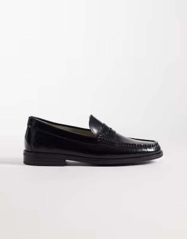ジャック アンド ジョーンズ メンズ シューズ スリッポン・ローファー レザー Jack Jones leather penny loafers Black ブラック