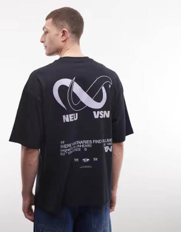 エイソス メンズ トップス Tシャツ グラフィック ASOS DESIGN oversized tshirt with street graphic Black ブラック