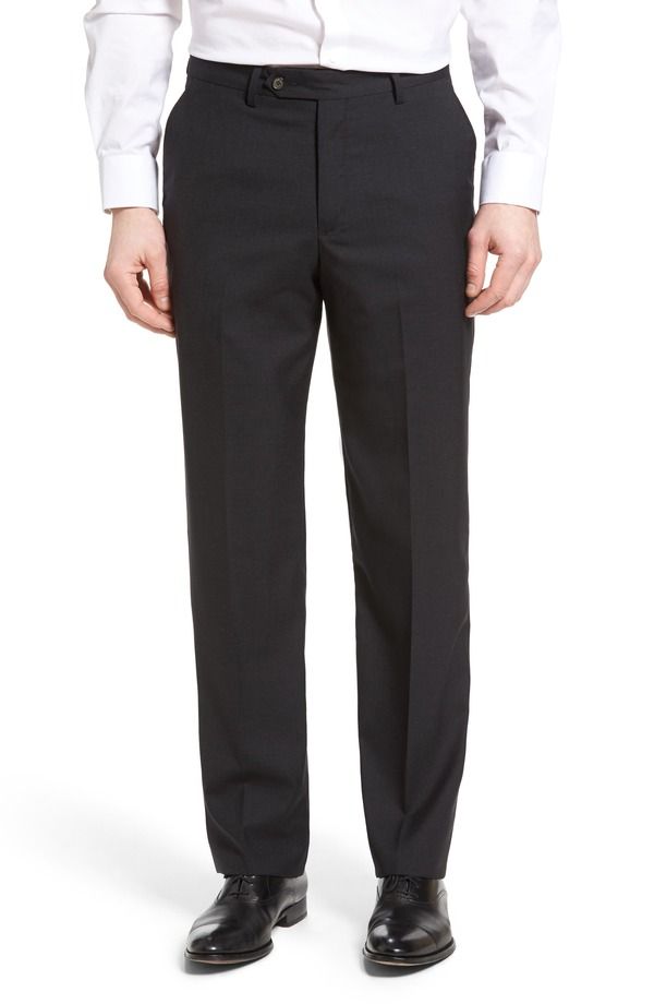 ベール メンズ ボトムス カジュアルパンツ Berle Lightweight Plain Weave Flat Front Classic Fitrousers Charcoal チャコール