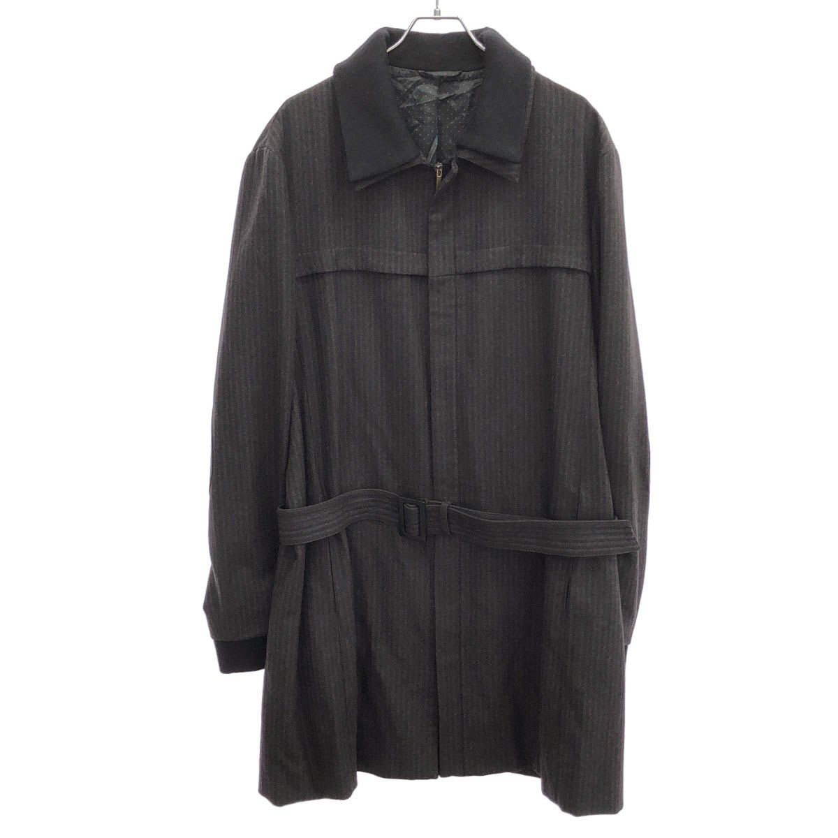 GIVENCHY ジバンシィ ストライプベルテッドコート チャコールグレー 54