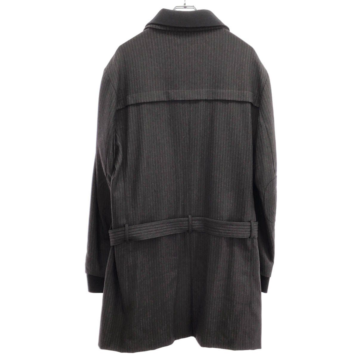 GIVENCHY ジバンシィ ストライプベルテッドコート チャコールグレー 54