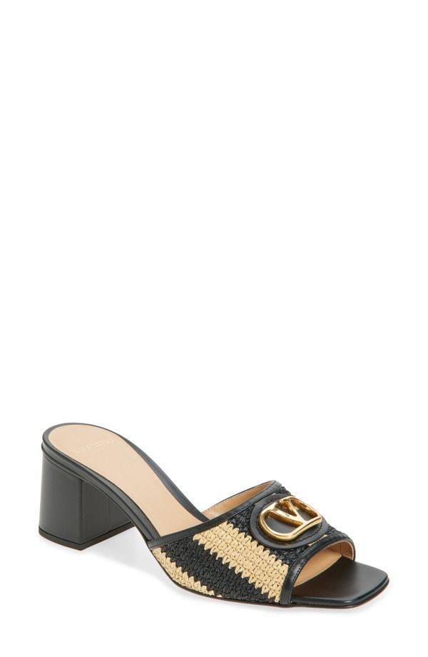 ヴァレンティノ レディース シューズ サンダル ロゴ Valentino Garavani VLOGO Slide Sandal Natural Black ブラック