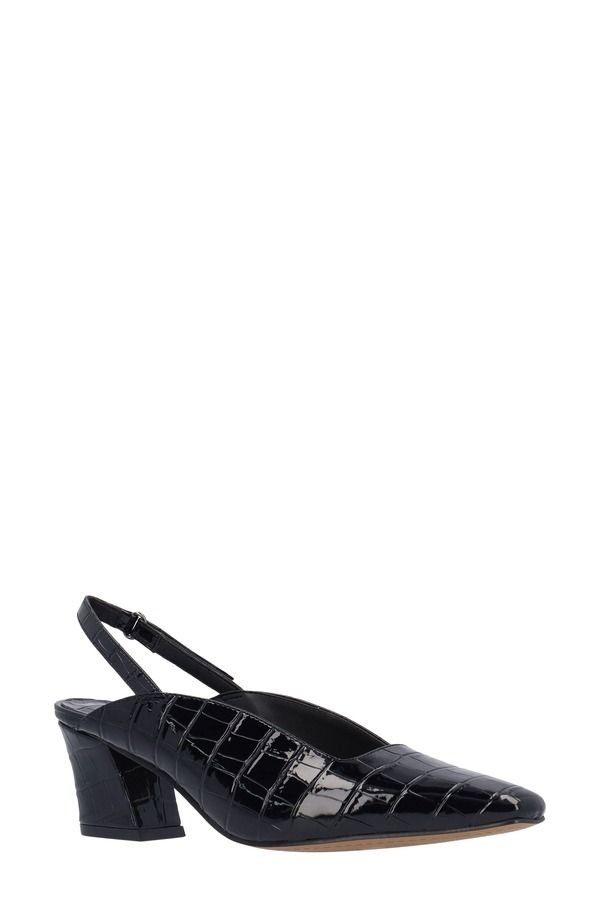 ジェイレニー レディース シューズ ヒール J Rene Stasia Croc Embossed Slingback Pump Black ブラック