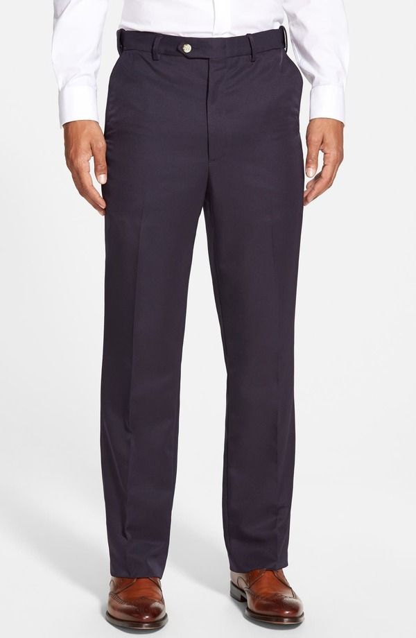ベール メンズ ボトムス カジュアルパンツ Berle Self Sizer Waist Flat Front Classic Fit Microfiber Trousers Navy ネイビー