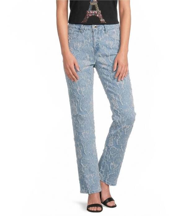 カール ラガーフェルド レディース ボトムス デニムパンツ ストレート フラワー柄 ジーンズ フラワー KARLAGERFELD PARIS Floral Straight Leg Jacquarde