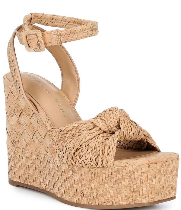 ジャンビニ レディース シューズ サンダル プラットフォーム Gianni Bini Shayne Cork Braided Knot Wedge Platform Sandals Natural