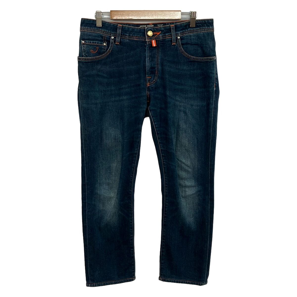 JACOB COHEN(ヤコブコーエン) ジーンズ サイズ33 メンズ美品 - ネイビー×オレンジ フルレングス/ダメージ加工