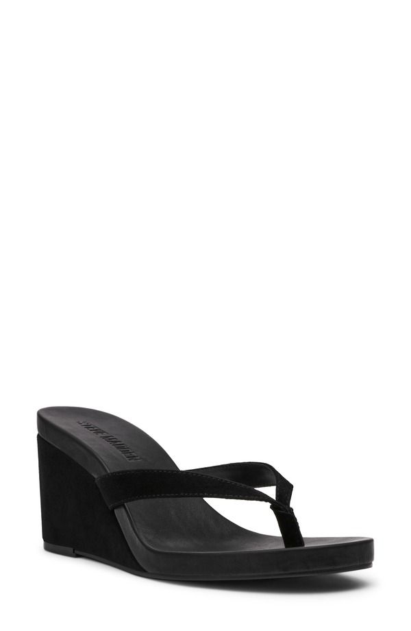 スティーブ マデン レディース シューズ ヒール サンダル Steve Madden Playing Wedge Sandal Black Suede ブラック
