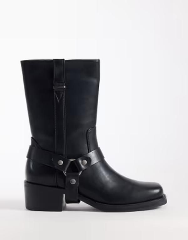 エイソス メンズ シューズ ブーツ・レインブーツ ASOS DESIGN boot with metal hardware and removable buckle Black ブラック