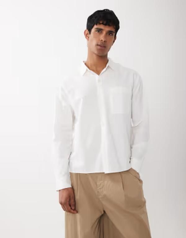 コットンオン メンズ トップス シャツ Cotton long sleeve shirt WHITE ホワイト