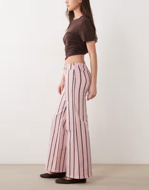 マンゴ レディース ボトムス デニムパンツ ストレート Tシャツ コットン ジーンズ Mango Teen cotton rich straight leg jeans and brown strip