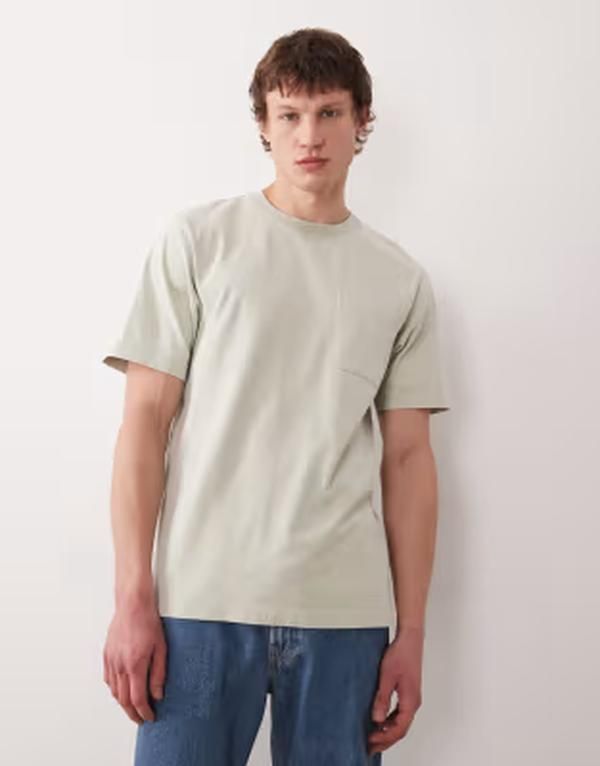 ファーラー メンズ トップス Tシャツ ロゴ Farah Stacy short sleeve garment dye pocket logo Tshirt GREEN グリーン