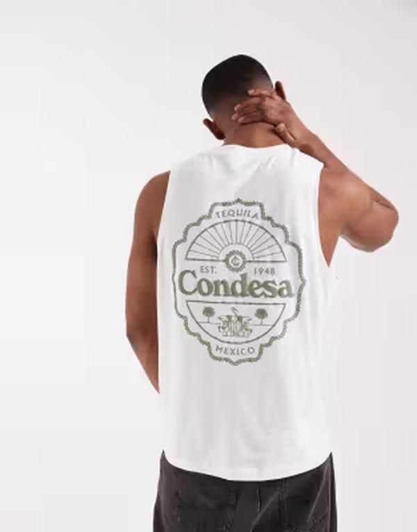 エイソス メンズ トップス ベスト プリント ASOS DESIGN relaxed tank with tequila puff print WHITE ホワイト 9,610円