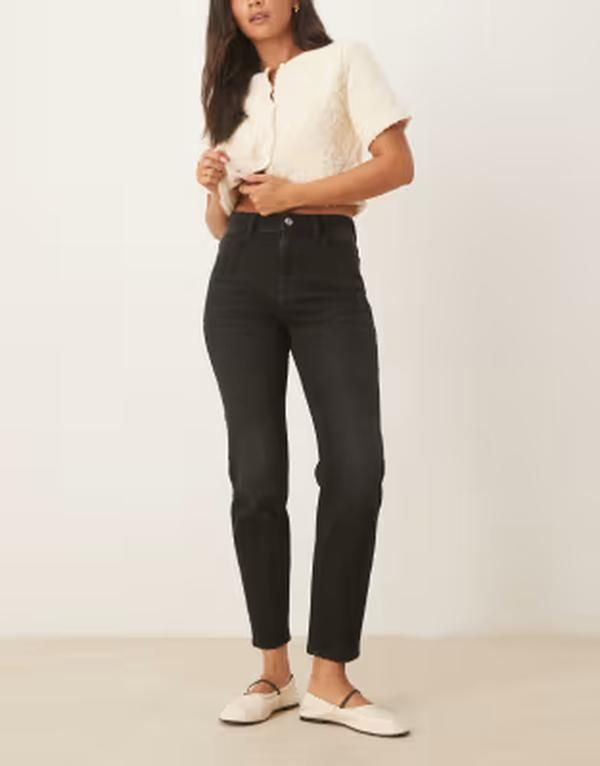 マンゴ レディース ボトムス デニムパンツ スリムフィット ジーンズ Mango relaxed slim fit mom jeans Black ブラック