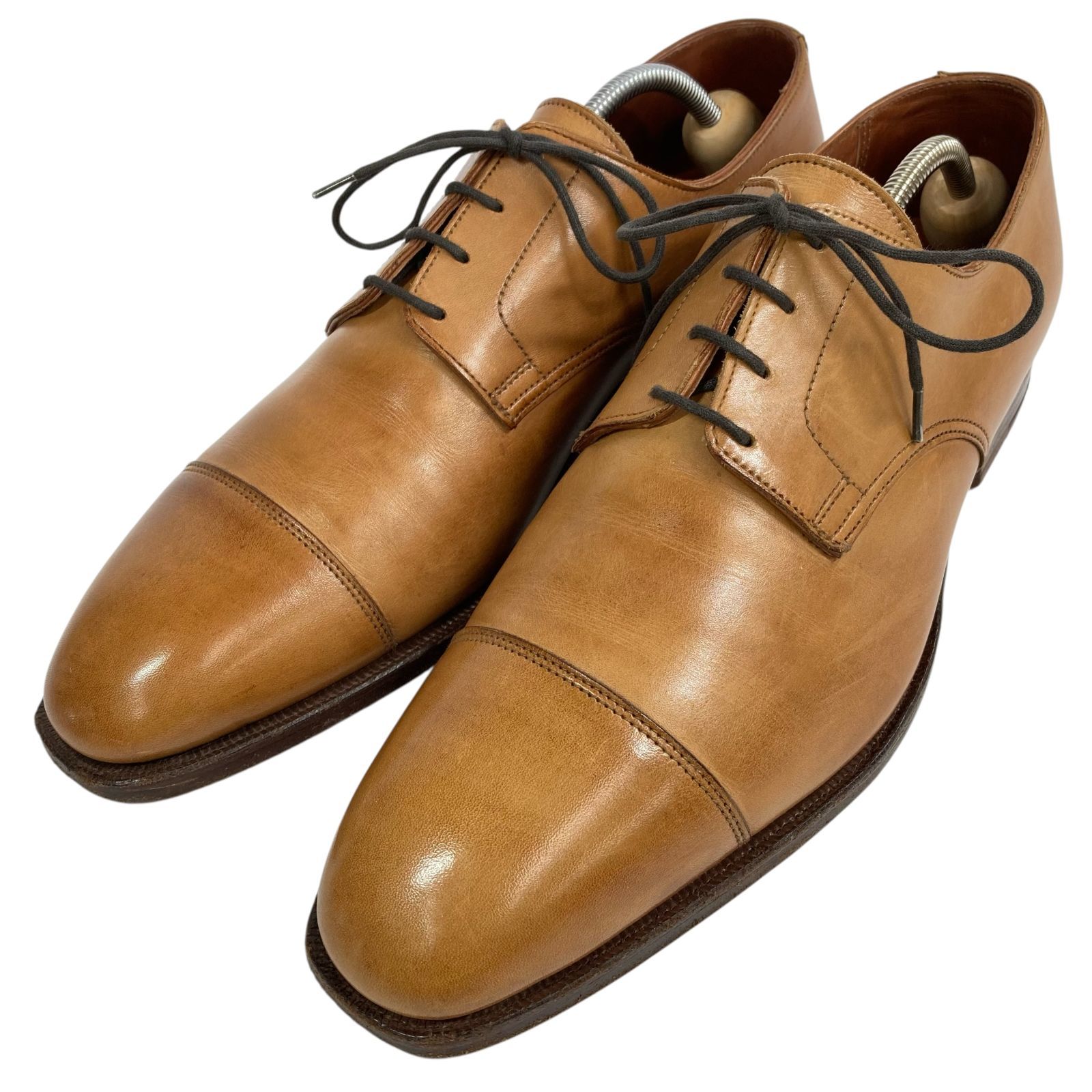 【クロケット&ジョーンズ】本物 Crockett&Jones 靴 26cm 茶 ストレートチップ ビジネスシューズ 外羽根式 レザー メンズ イングランド製 8D