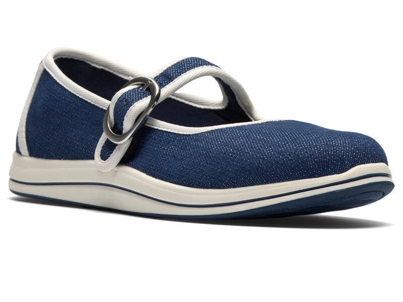 クラークス レディース シューズ サンダル Clarks Breeze Janey Navy Textile ネイビー