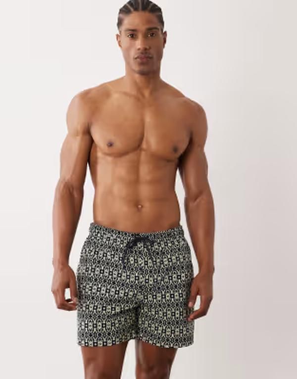 ジャック アンド ジョーンズ メンズ 水着 ハーフパンツ・ショーツ プリント ショートパンツ Jack Jones printed swim shorts and Sky captain ホワイト