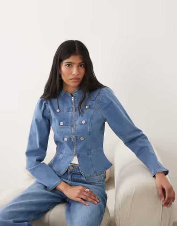 ミスセルフフリッジ レディース アウター ジャケット・ブルゾン デニム Misselfridge denimilitary drummer jacket wash Light wash blue ブル