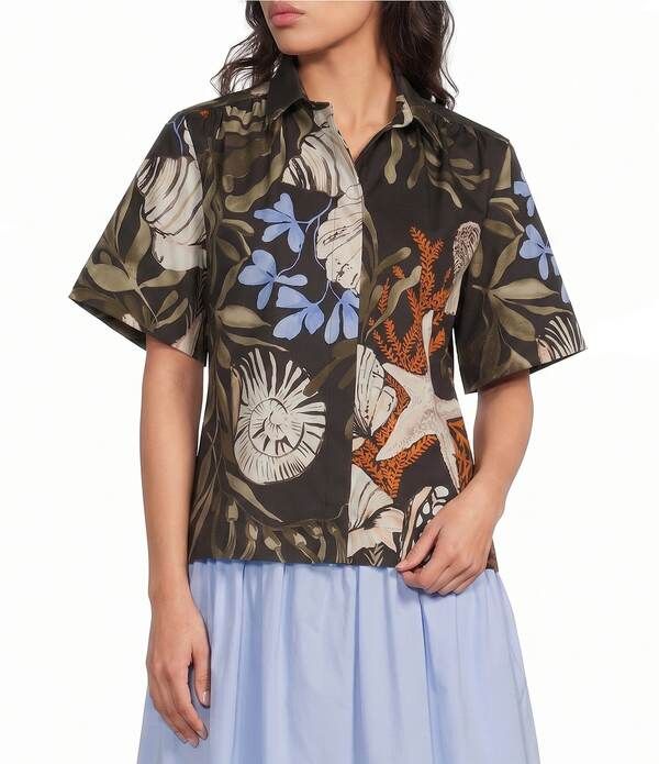 マレーラ レディース トップス シャツ Marella Woven Mllformosa Short Sleeve Collared Camp Shirt Black ブラック