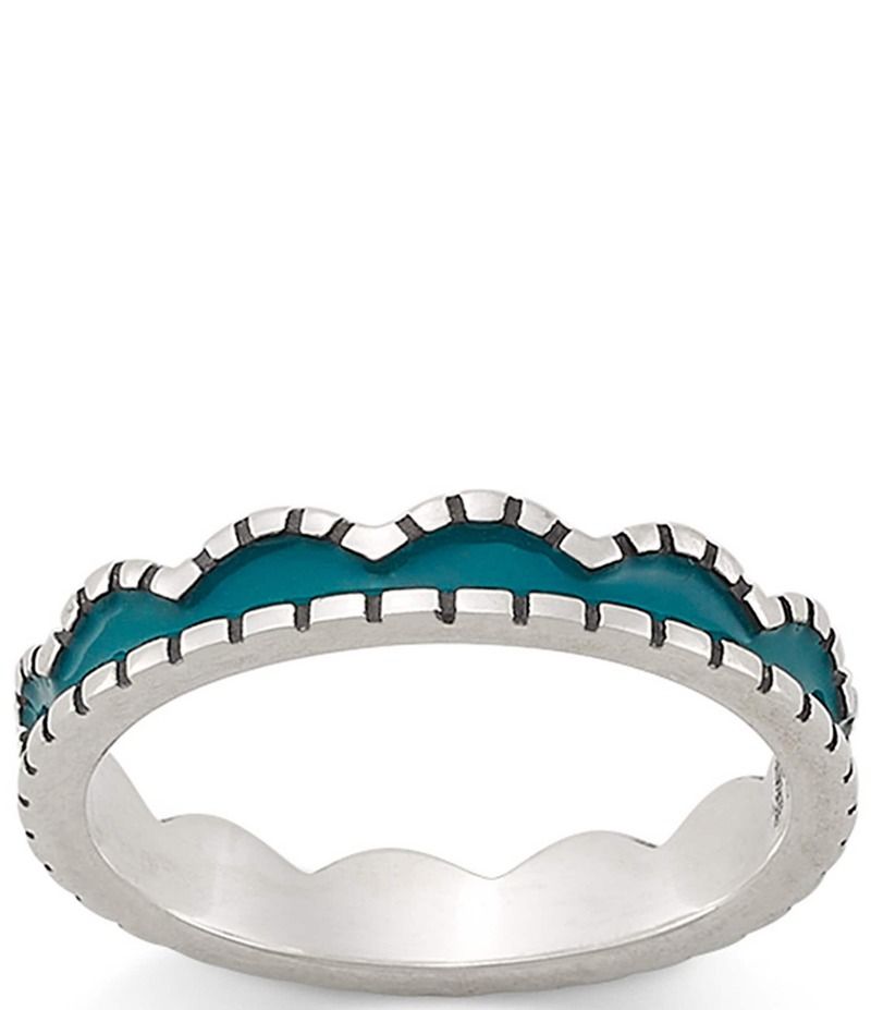 ジェームズ エイヴリー レディース アクセサリー 指輪 James Avery Enamel Scalloped Stacked Ring Sterling SilverBlue ブルー