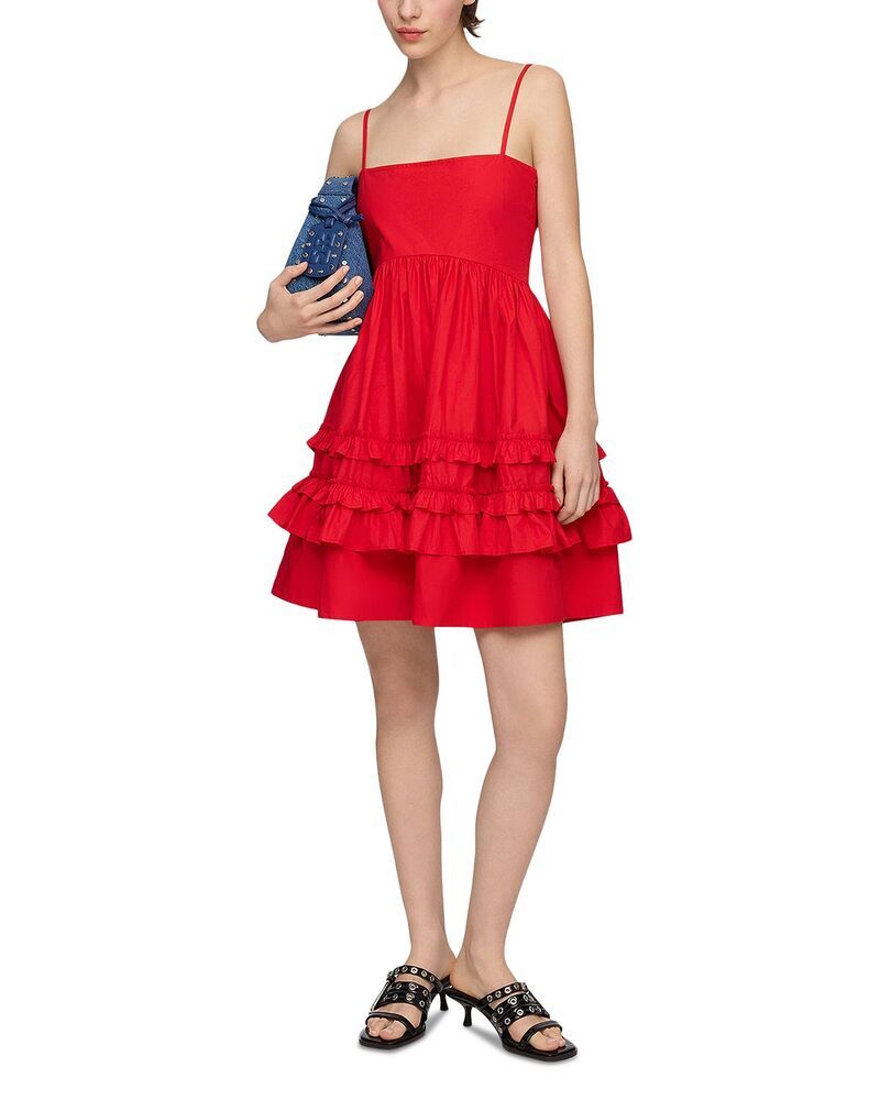 ガニー レディース トップス ワンピース ミニ コットン GANNI Cotton Poplin Mini Dress Racing Red レッド