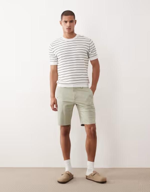 マンゴ メンズ ボトムス ハーフパンツ・ショーツ ショートパンツ Mango chino shorts in mint green グリーン