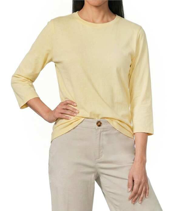 ウエストバウンド レディース トップス Tシャツ クルーネック Westbound Perfect Outfit Picksolid 34 Sleeve Crew Neck Top Lemon Yel