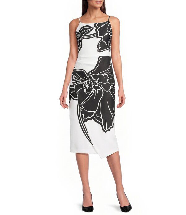 ダナキャラン レディース トップス ワンピース フラワー柄 プリント ミディ ノースリーブ フラワー Donna Karan Floral Print Sleevelessheath Midi Dre