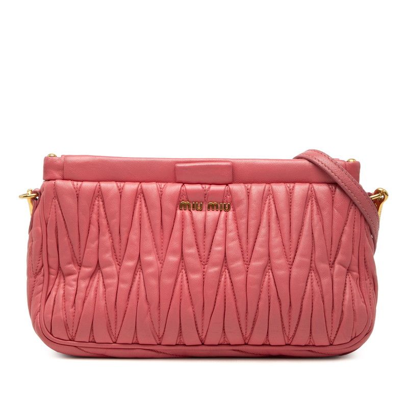ミュウミュウ マテラッセ ショルダーバッグ ワンショルダー ピンク レザー レディース MIUMIU【1-0276083】
