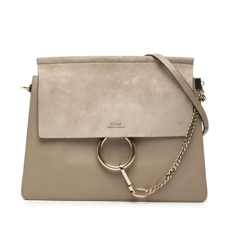 クロエ フェイ Faye 斜め掛け ショルダーバッグ グレージュ レザー スウェード レディース Chloe【1-0277513】