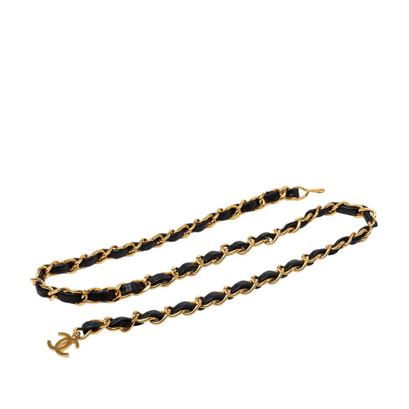 シャネル ココマーク チェーンベルト ゴールド ブラック メッキ レザー レディース CHANEL【1-0278174】 56,880円