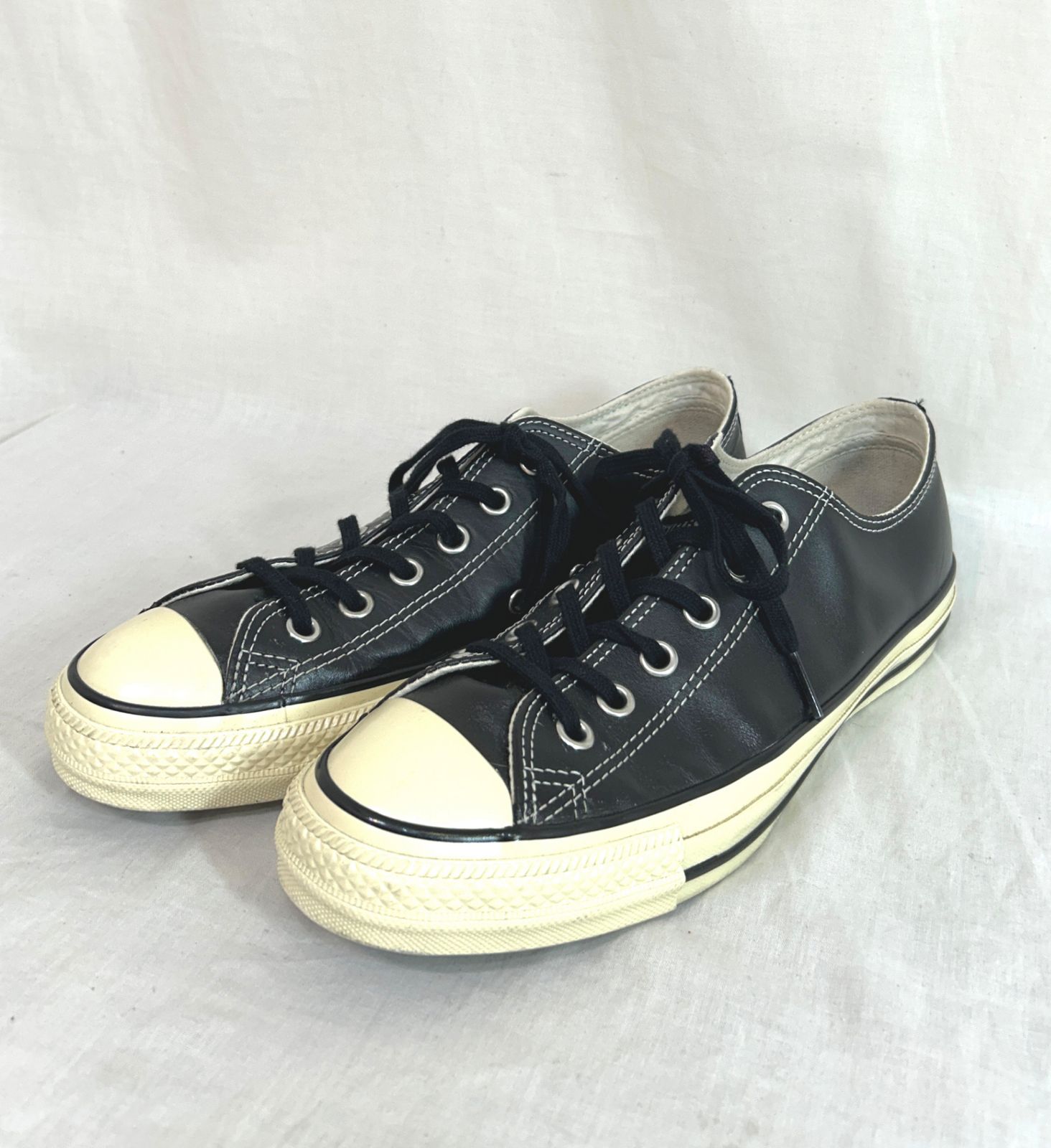CONVERSE (26cm) ALL STAR レザー スニーカー コンバース オールスター 1se281 ローカット US 黒 メンズ K7-62