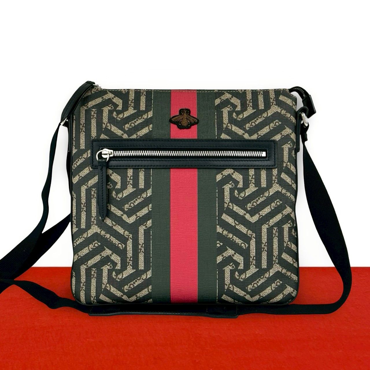極 美品 GUCCI グッチ GG カレイド ビー ウェブライン シェリーライン 