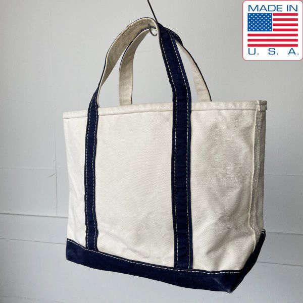 90s USA製 L.L.Bean キャンバス ボート アンド トートバッグ 耳付き 紺系 Mサイズ エルエルビーン ビンテージ D154 16,114円