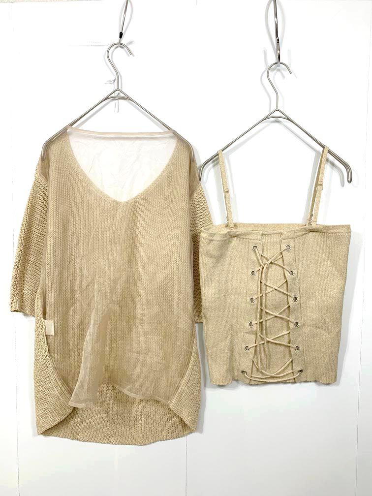Ameri アメリ MEDI BACK SHEER KNIT TOP ミディバックシアー ニット