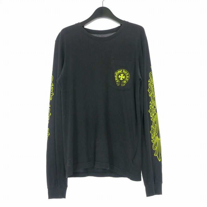 クロムハーツ CHROME HEARTS Made in Hollywood L/S T-shirt フローラルクロス ロングスリーブTシャツ カットソー 長袖 S ブラック 黒 国内正規