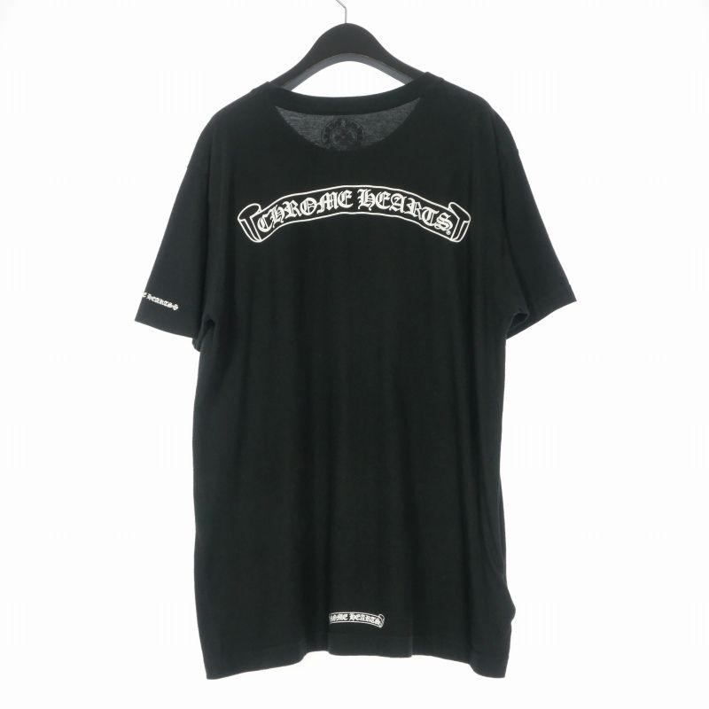 クロムハーツ CHROME HEARTS Scroll Logo T-Shirt スクロールラベル Tシャツ カットソー 半袖 L ブラック 黒 国内正規