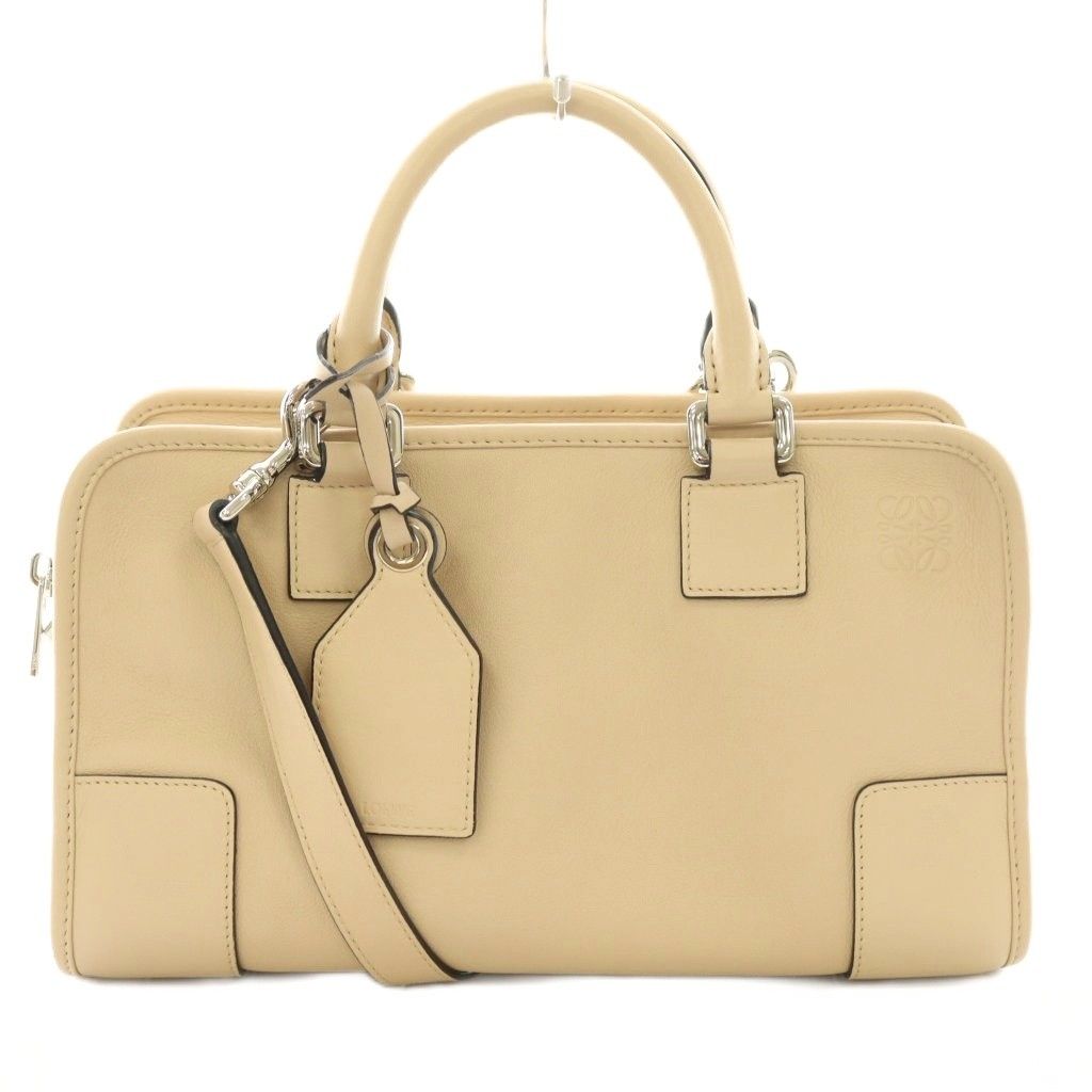 ロエベ LOEWE アマソナ28 2WAY ハンドバッグ ショルダー レザー アナグラム ロゴ ワンカラー ベージュ /BB ■OH