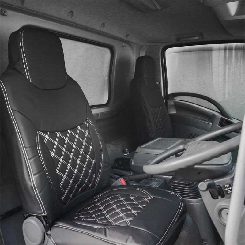 いすゞ 07フォワード シートカバー ダブルステッチ トラック 4t ダイヤカット 90系 07 フォワード 運転席 助手席 トラック【721】 (ホワイト)ts 62929f2f