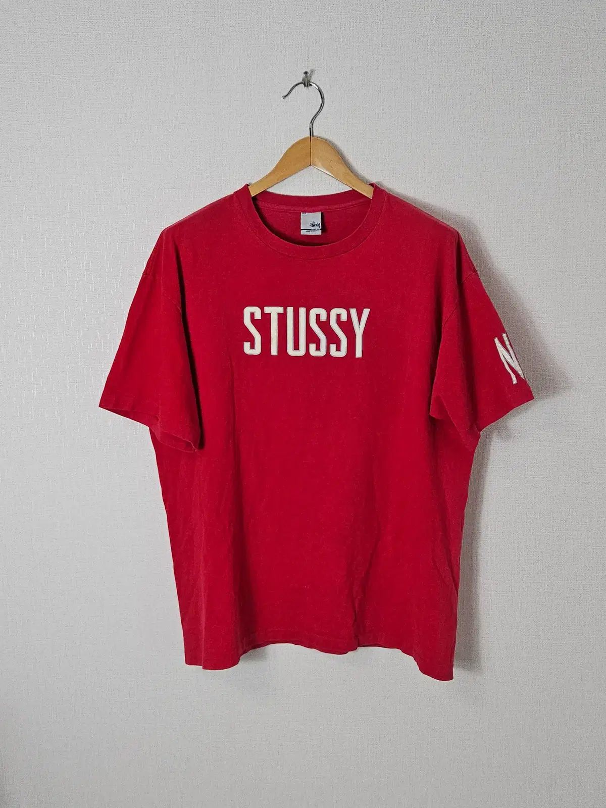 90s STUSSY ステューシー USA 半袖 レッド プリンティング Tシャツ ヴィンテージ XL