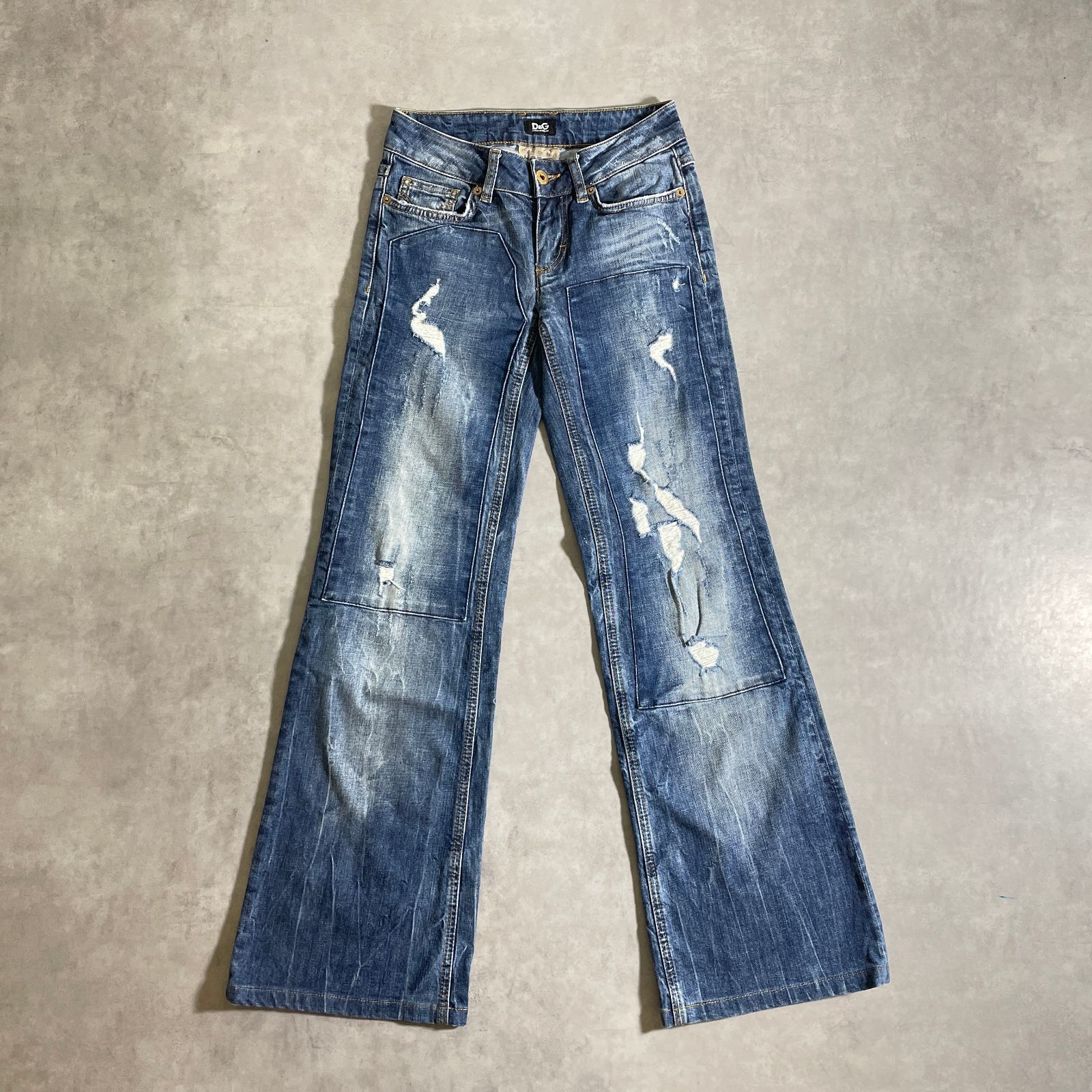 D&G DOLCE&GABBANA ダメージ加工 フレア タイト デニム ダブルニー ディーアンドジー ドルチェアンドガッバーナ