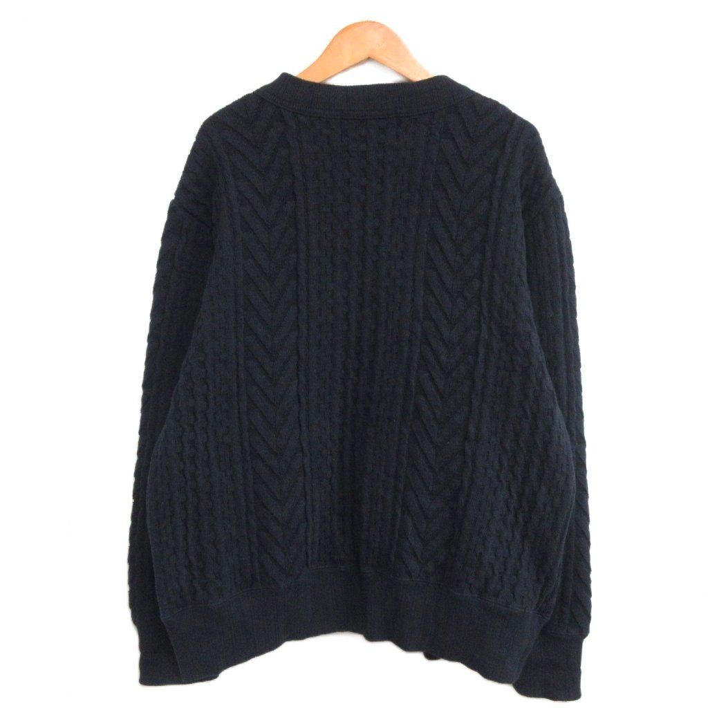 Nigel Cabourn ウールカーディガン 48 ダークネイビー薄手 ナイジェルケーボン NIGEL CABOURN フィッシャーマンカーディガン