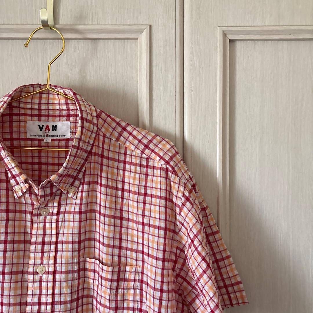 men's メンズ VAN JAC ヴァンジャケット 半袖 チェック シャツ shirt